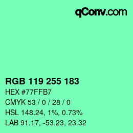 Color code: RGB 119 255 183 | qconv.com