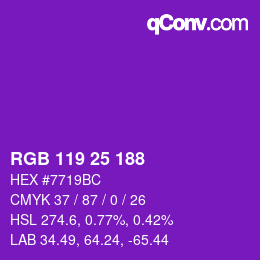 カラーコード: RGB 119 25 188 | qconv.com