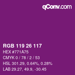 Color code: RGB 119 26 117 | qconv.com