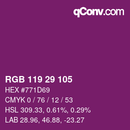 Color code: RGB 119 29 105 | qconv.com