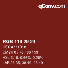 Color code: RGB 119 29 24 | qconv.com
