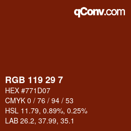 Color code: RGB 119 29 7 | qconv.com