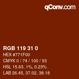Color code: RGB 119 31 0 | qconv.com