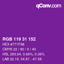 Color code: RGB 119 31 152 | qconv.com