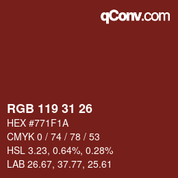 Color code: RGB 119 31 26 | qconv.com
