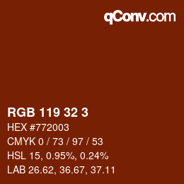 Color code: RGB 119 32 3 | qconv.com