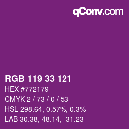 Farbcode: RGB 119 33 121 | qconv.com