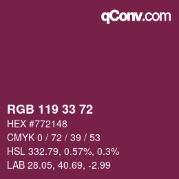 Color code: RGB 119 33 72 | qconv.com