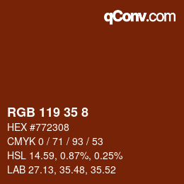 Color code: RGB 119 35 8 | qconv.com
