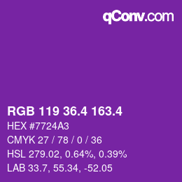 カラーコード: RGB 119 36.4 163.4 | qconv.com