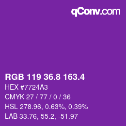 カラーコード: RGB 119 36.8 163.4 | qconv.com