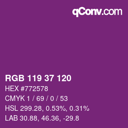 Color code: RGB 119 37 120 | qconv.com