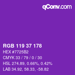 カラーコード: RGB 119 37 178 | qconv.com