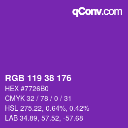 Color code: RGB 119 38 176 | qconv.com