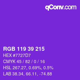 Color code: RGB 119 39 215 | qconv.com