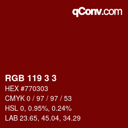 Color code: RGB 119 3 3 | qconv.com