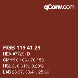 Farbcode: RGB 119 41 29 | qconv.com