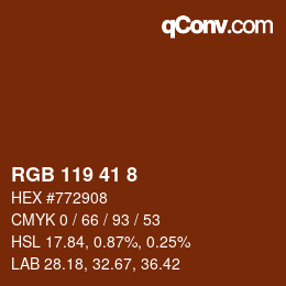 Color code: RGB 119 41 8 | qconv.com