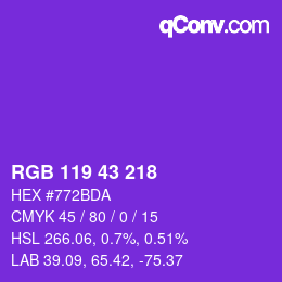 颜色代码: RGB 119 43 218 | qconv.com