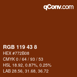 カラーコード: RGB 119 43 8 | qconv.com
