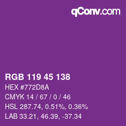 Color code: RGB 119 45 138 | qconv.com