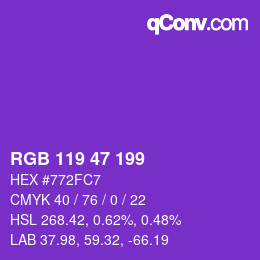 Color code: RGB 119 47 199 | qconv.com