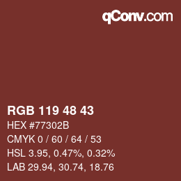 Color code: RGB 119 48 43 | qconv.com