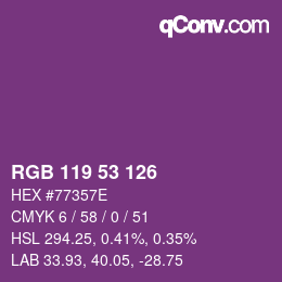 Código de color: RGB 119 53 126 | qconv.com
