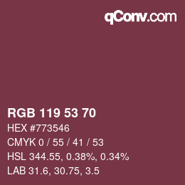 Farbcode: RGB 119 53 70 | qconv.com