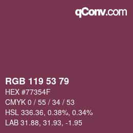 カラーコード: RGB 119 53 79 | qconv.com