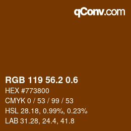 カラーコード: RGB 119 56.2 0.6 | qconv.com