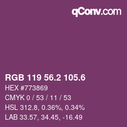 カラーコード: RGB 119 56.2 105.6 | qconv.com