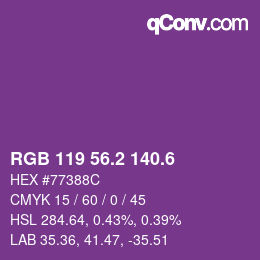 カラーコード: RGB 119 56.2 140.6 | qconv.com