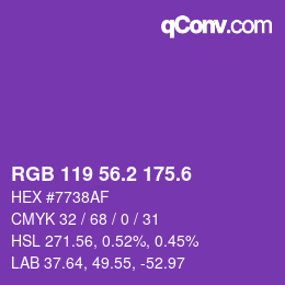 カラーコード: RGB 119 56.2 175.6 | qconv.com
