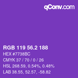 カラーコード: RGB 119 56.2 188 | qconv.com