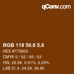 カラーコード: RGB 119 56.6 5.6 | qconv.com