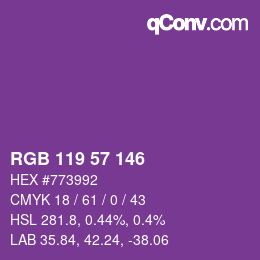 Color code: RGB 119 57 146 | qconv.com