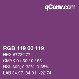 颜色代码: RGB 119 60 119 | qconv.com
