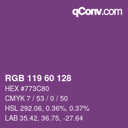 カラーコード: RGB 119 60 128 | qconv.com