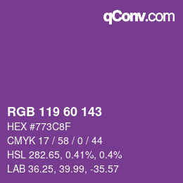 颜色代码: RGB 119 60 143 | qconv.com