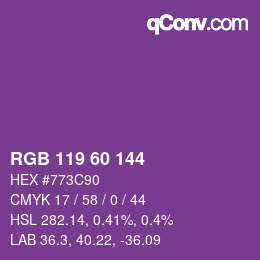 颜色代码: RGB 119 60 144 | qconv.com