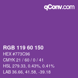 颜色代码: RGB 119 60 150 | qconv.com