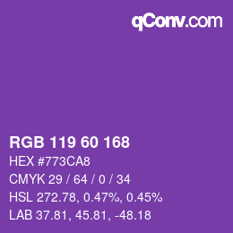 カラーコード: RGB 119 60 168 | qconv.com