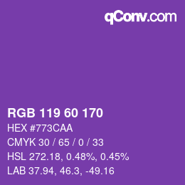 颜色代码: RGB 119 60 170 | qconv.com