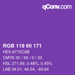颜色代码: RGB 119 60 171 | qconv.com