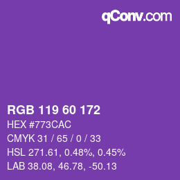 Color code: RGB 119 60 172 | qconv.com