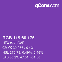 颜色代码: RGB 119 60 175 | qconv.com