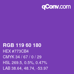 颜色代码: RGB 119 60 180 | qconv.com