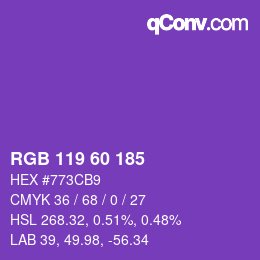 颜色代码: RGB 119 60 185 | qconv.com