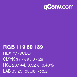 颜色代码: RGB 119 60 189 | qconv.com